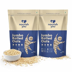 nourish you rolled oats 500g x pack of 2  100 wholegrain  high fibre amp rich in protein  diet food for weight management  no dust amp powder  healthy breakfast cereal  overnight oatmeal amp porridge