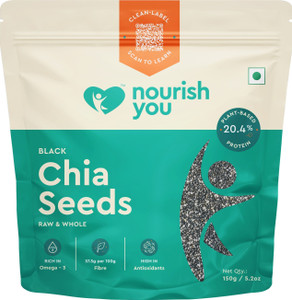 nourish you raw black chia seeds with omega 3 calcium rich zinc and fiber for weight loss black chia seeds 150 g