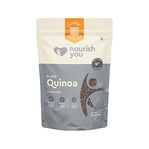 nourish you whole grain black quinoa 500 gm  dietary grains  gluten free  superfood  rich in protein and fiber healthy breakfast cereal  pack of 1