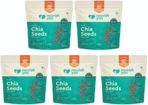 nourish you chia seeds  rich in protein omega 3 zinc and fibre  150g each black chia seeds 5 x 150 g