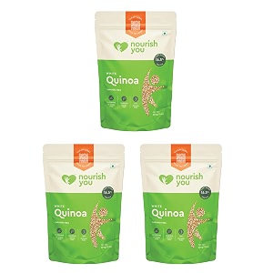 nourish you indian white quinoa seeds 15kg  gluten free  high protein  fibre rich healthy diet food for cereal pilafs soups amp salads  pack of 3  500g each