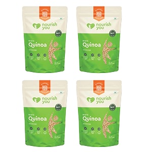 nourish you white quinoa seeds 2 kg  healthy food  gluten-free  saponin free  high protein amp fiber  diet food for weight loss  100 wholegrain cereal  500g x 4