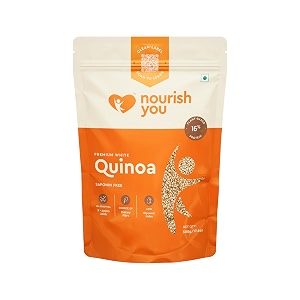 nourish you premium white quinoa seeds 500g  naturaly gluten free  high fibre  diet food for help in weight manegement high protein brekafast cereal quinoa pulao khichdi  pack of 1 