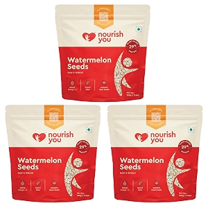 nourish you raw watermelon seeds 200gm -  high in protein seeds  raw watermelon seeds for eating  tarbooj beej  magaj seeds  non - gmo  nutrients rich  source of antioxidants  fiber rich  200 g  pack of 2 