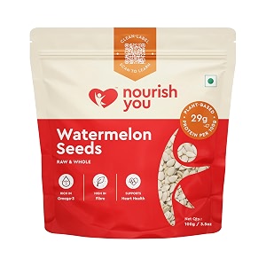 nourish you raw watermelon seeds for eating-100g  magaj seeds pack tarbuj beej rich in protein potassium magnesiumampiron raw seeds for eating diet foodpack of 1 x100gm
