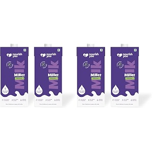 nourish you plant based millet mlk with goodness of ragi jowar bajra amp oats lactose free  dairy free  preservatives free  healthy creamy mlk  no-added sugar  2 l 1l each  2 pack of 2