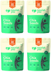 nourish you raw chia seeds with protein zinc omega 3  fiber for weight loss 500g each black chia seeds 4 x 500 g