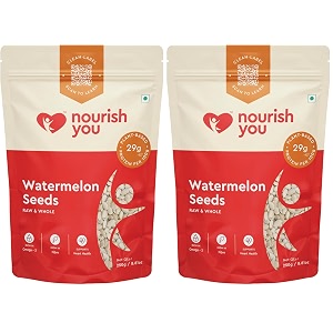 nourish you raw watermelon seeds 250 gm -  high in protein seeds  raw watermelon seeds for eating  tarbooj beej  magaj seeds  non - gmo  nutrients rich  source of antioxidants  fiber rich 