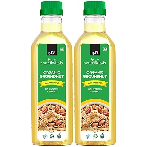 nourishvitals organic groundnut cold pressed oil rich in vitamins amp minerals food grade cooking oil 1l x pack of 2