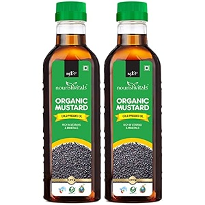 nourishvitals organic mustard cold pressed oil rich in vitamins amp minerals food grade cooking oil 1l pack of 2