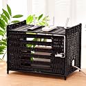 Novabright Rattan Router Box Hider, Wi-Fi Shelf, Plastic Rattan, Black