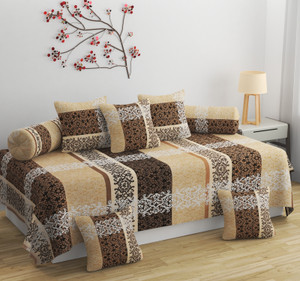 novak decors cotton floral diwan set peach