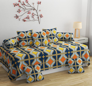 novak decors cotton floral diwan set blue