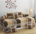 Novak Decors Cotton Floral Diwan Set (Peach)