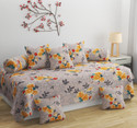 Novak Decors Cotton Floral Diwan Set (Beige)