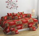 Novak Decors Cotton Floral Diwan Set (Red)