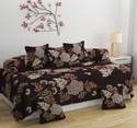 Novak Decors Cotton Floral Diwan Set (Brown)