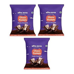 nova nova choco pockets  classic chocolate filled wafers  100 eggless 90g