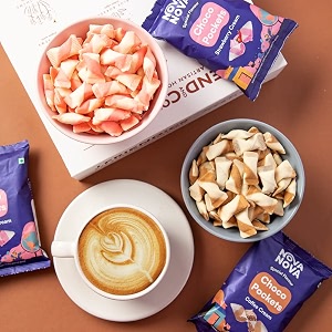 novanova choco pockets- popular flavour assorted wafer strawberry and coffee180 gm