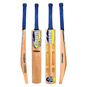 novax bahubali kashmir willow wood full size cricket scoop bat for tennis ball - singapore cane handle double blade - not for leather ball - scoop 668d
