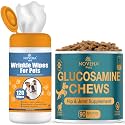NOVEHA 1 Pack XL Large Dog Wpeis (120 ct) + 1 Dog Glucosamine Chews | Skin & Joint Wellness Bundle for Dogs