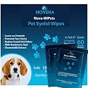 NOVEHA 60PCs - Dog Eye Wipes, Individually Packed Gentle Tear Stain Remover with Hyaluronic Acid, Refreshing Dog Eye Cleaner for Dirt &amp; Discharge Removal