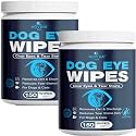 NOVEHA Cat &amp; Dog Eye Wipes Tear Stain Remover For Discharge and Crust | White Pet Face Wipes | Easy Daily Pets Gentle Eye Cleaner for Whitening &amp; Cleansing | 2PK - 150 Large Pk Round Wipes
