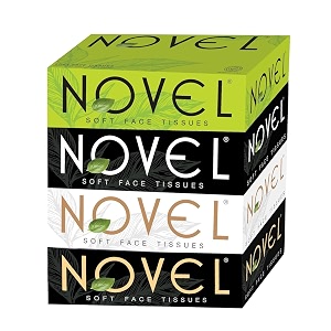 Novel Box Tissue Unscented 100 Pulls Pack of 4 (800 Sheets) | Ultra Soft, Skin Friendly & Highly Absorbent Face Tissues | Car, Home, Office, Travel