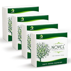 novel paper napkins 100 pulls x pack of 4 400 pulls  soft amp absorbent tissue paper napkin for travel dining table parties restaurants cafs office pantry amp everyday use