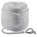 NovelBee 1/2" Anchor Rope 300',Braid Nylon Line with Shackle (White&amp;Black)