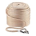 NovelBee 1/2" Anchor Rope 300',Braid Nylon Line with Shackle (White&amp;Gold)