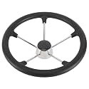 NovelBee 15-1/2 Inch Stainless Steel Boat Steering Wheel with Black PU Foam