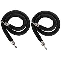 NovelBee 2 Pack 5 Feet Black Velvet Ropes with Black Hook,Stanchion Ropes