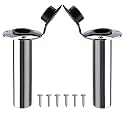 NovelBee 2pcs Fishing Rod Holders with Rubber Cap and Mounting Screws,Stainless Steel Flush Mount Rod Holder for Fishing Boat