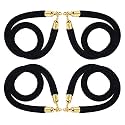 NovelBee 4pcs Black Velvet Ropes with Gold Hook,5 Feet Rope Safety Barriers