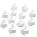 Novelty Place Pack of 12 Flameless LED Tea Light Candles - Warm Yellow Flickering Bright Tealights for Votive, Wedding, and Birthday - Battery-Powered Electric Candles