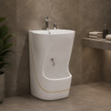 Novera Global Wudu Basin for Ablution | Foot Wash Sink with All Accessories | 5 Years Warranty MG-WB-001 Pedestal Basin (GOLDEN TRIM ACCENT)