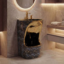 Novera Global Wudu Basin for Ablution | Foot Wash Sink with All Accessories | 5 Years Warranty MG-WB-001 Pedestal Basin (NOIR GOLD FUSION)