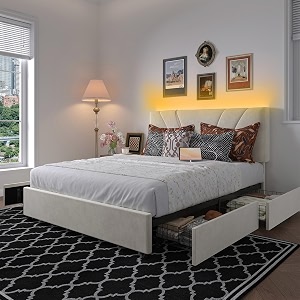 Novilla Full Size Bed Frame with Drawers
