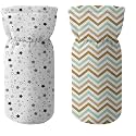 Novo Baby Cotton Soft Plush Baby Bottle Feeding Cover Tote Modern Bag Carrier Bag Bottle Cover with Strap Pack of 2 (in The Clouds)