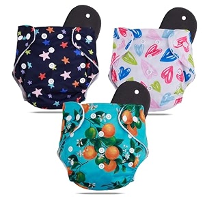 novo baby leakage-proof reusable cloth diaper with 5-layer absorbent pad  washable freesize nappies for 0-3 years  soft eco-friendly cloth diapers for babies  comfortable amp reusable for all-day comfort and protection pack of 3