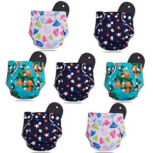 novo baby leakage-proof reusable cloth diaper with 5-layer absorbent pad  washable freesize nappies for 0-3 years  soft eco-friendly cloth diapers for babies  comfortable amp reusable for all-day comfort and protection pack of 7