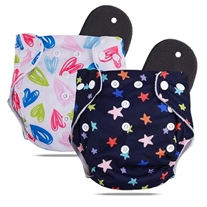 novo baby leakage-proof reusable cloth diaper with 5-layer absorbent pad  washable freesize nappies for 0-3 years  soft eco-friendly cloth diapers for babies  comfortable amp reusable for all-day comfort and protection star  heart