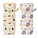 Novo Baby Soft Plush Baby Bottle Feeding Cover Tote Bag Carrier Bag Bottle Cover with Strap Pack of 2 (Vally)