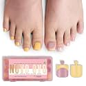 NOVO OVO Butter Yellow French Tip Berry Pink Shade & Pure Color Mix Toe Nail Tips Press on, Sharp Square Pre-Designed Soft Gel Acrylic Long/Medium Wide Fake Toenails, Full Cover DIY 15 Sizes 180 pcs