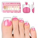 NOVO OVO French Tip Toe Nail Tips press on, ROSE PINK WITH GLITTER Sharp Square Toe Nail Tips Toenail Extension, Need Builder Gel & Top Coat, no Glue, Full Cover Acrylic for DIY 15 Sizes 240 pcs