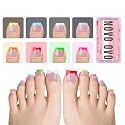 NOVO OVO French Tip Toe Nail Tips 8 MIXED SUMMER COLOR, Sharp Square Soft Gel False Toenail Extension, Need Builder Gel & Top Coat, no Glue Included, Full Cover Acrylic for DIY x 15 Sizes 240 pcs