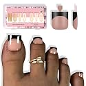 NOVO OVO Halloween Black French Tip Toe Nail Tips Press on,BROWN PINK Sharp Square Pre-Designed Soft Gel False Toenail Extension, Medium Wide Fake Toenails, Full Cover Acrylic for DIY 15 Sizes 240 pc