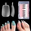 NOVO OVO Long Toe Nail Tips Press on, Curved Full Cover Longtoes Claw, Clear Pre-etched Matte Pre-filed Nail Extension for Pedicure Acrylic, Tapered Square Soft Gel Toenails x 12 Sizes 240pcs