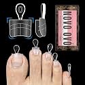 NOVO OVO Upgraded Flexible Half Cover Soft Gel Fake Toe Nail Tips with Auxiliary Line for Toenail Extension, Sharp Square Medium Wide for Men Women Acrylic pedicure in Salon x 15 Sizes 300 Pcs